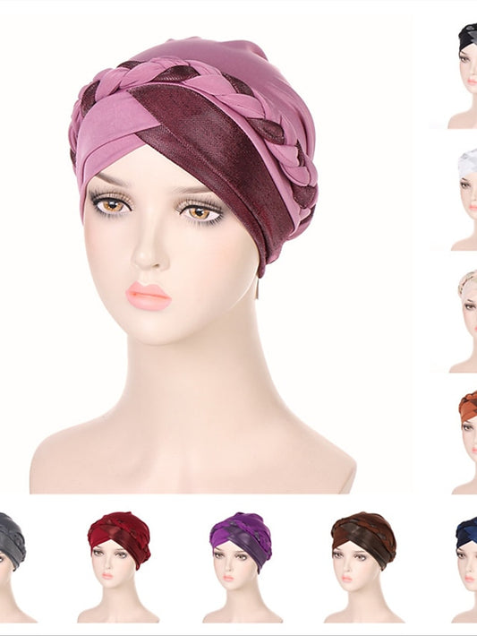 Muslim Turban Glitter Braids Women Forehead Cross Inner Hijab Islamic Head Wrap Arab Underscarf Bonnet Stretchy Cap - LuckyFash™