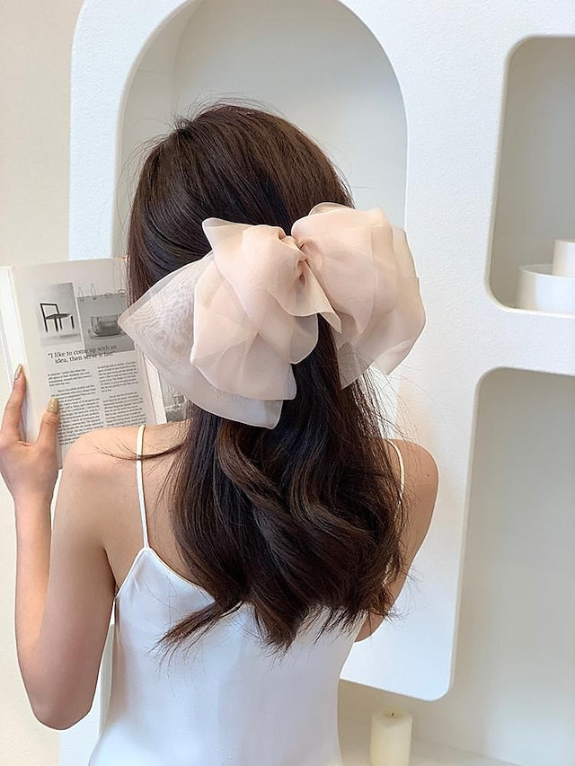 this issue must enter -5! mesh temperament big bow top clip back head hairpin 2022 net red new headwear - LuckyFash™