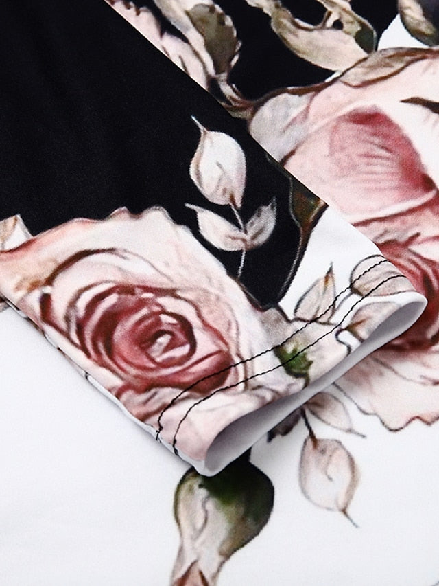 Women's Floral Crew Neck Long Dress Maxi Dress Casual Dress Print Dress Casual Outdoor Daily Weekend Print Long Sleeve Dress Regular Fit White Fall Spring S M L XL XXL - LuckyFash™