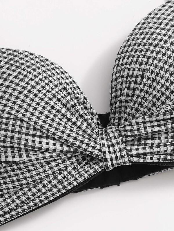 Gingham Knot Wireless Bra - LuckyFash™