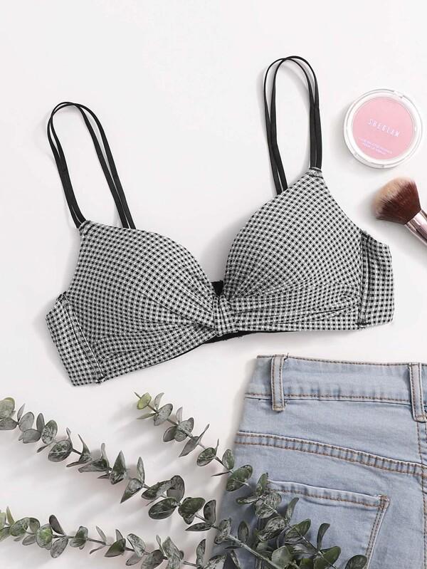 Gingham Knot Wireless Bra - LuckyFash™