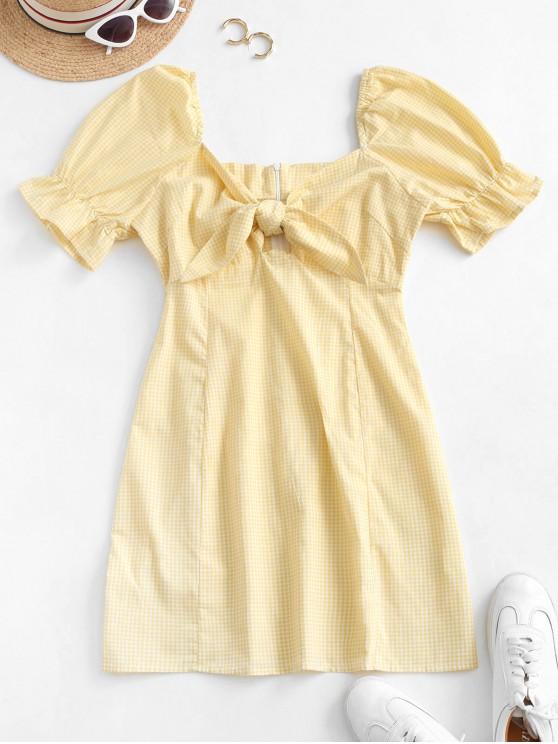 Gingham Tie Front Mini Dress - LuckyFash™