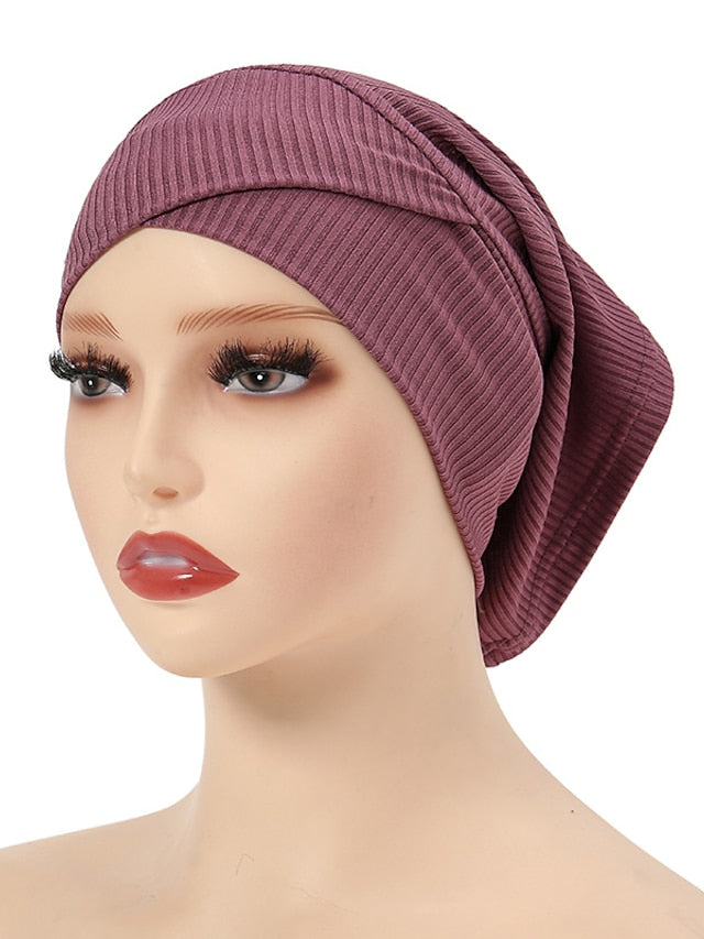 Simple Turban Cap Muslim Hijab Women Head Scarves Islamic Underscarf Bonnet Headscarf Stretch Jersey Cap Solid Color Muslim Turban Hats - LuckyFash™