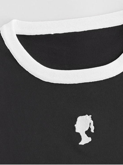 Girl Embroidered Cropped Ringer T-shirt - LuckyFash™