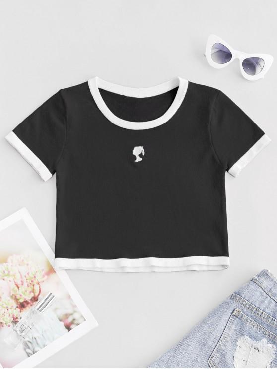 Girl Embroidered Cropped Ringer T-shirt - LuckyFash™