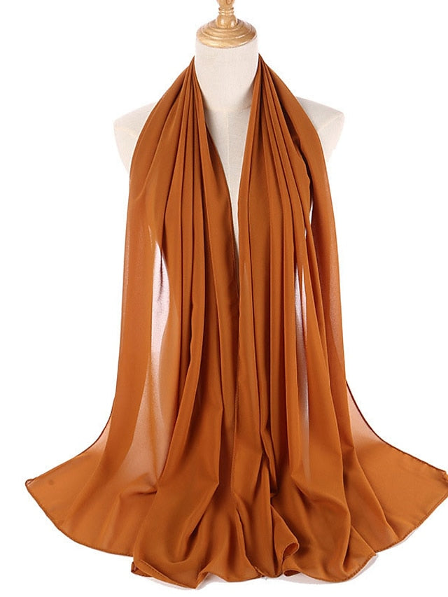 Women's Chiffon Scarf Party Dailywear Holiday Red Pink Scarf Pure Color - LuckyFash™