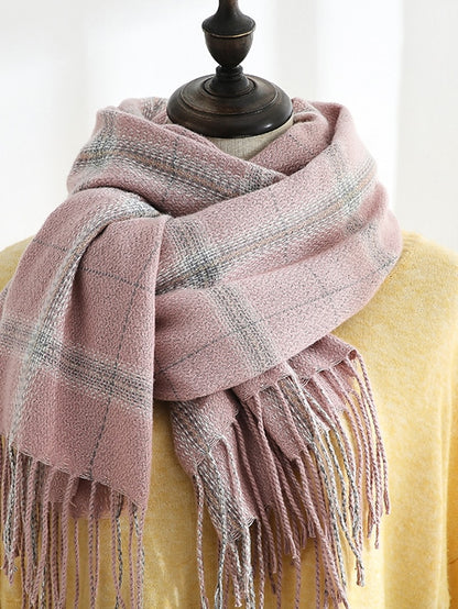 Winter New Women's Plaid Scarves Knit Mix Color Long Tassel Shawl Wraps  Ponchos Cape Scarves Thicken Warm Soft Female Scarf - LuckyFash™