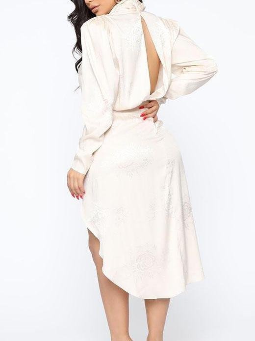 Glamorous High Neck Midi Dress In Bright Satin - LuckyFash™