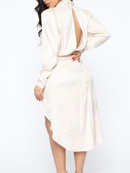 Glamorous High Neck Midi Dress In Bright Satin - LuckyFash™