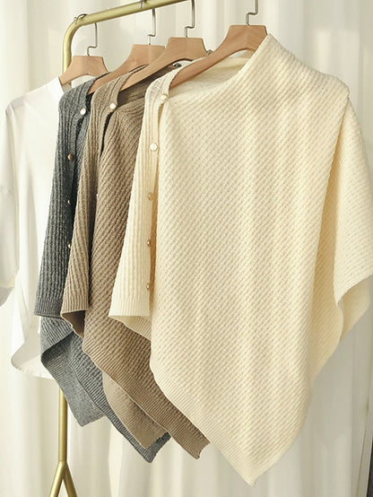 New Autumn Winter Women Ladies Thick Knitting Cape Coat Warm Poncho Oblique Stripe Coat Bohemian Shawl Scarf Solid Women Scarf - LuckyFash™