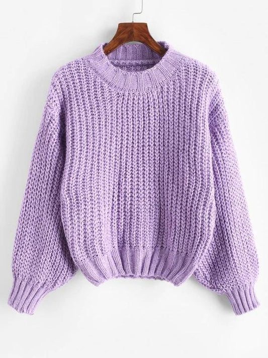 Glitter Mock Neck Chunky Sweater - LuckyFash™