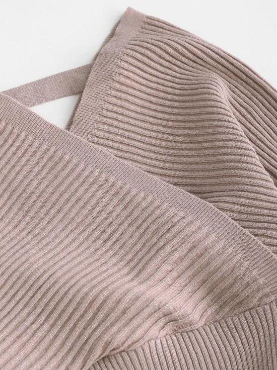 Glitter Ribbed Dolman Sleeve Two Piece Dress - LuckyFash™