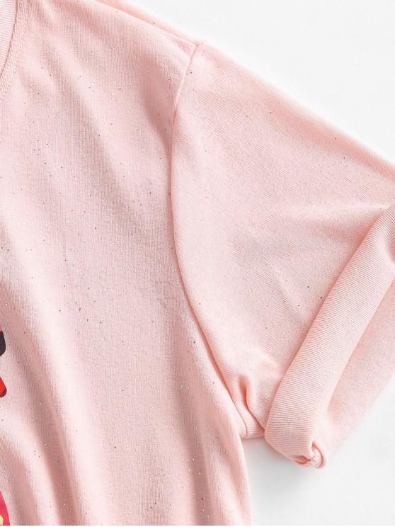 Glittery Sequined Swan Print Tee - LuckyFash™