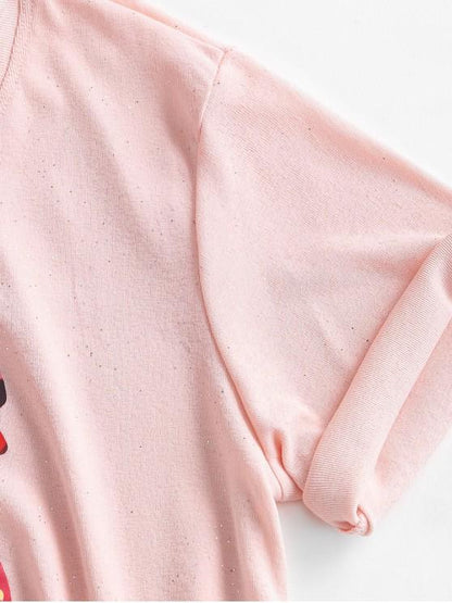 Glittery Sequined Swan Print Tee - LuckyFash™