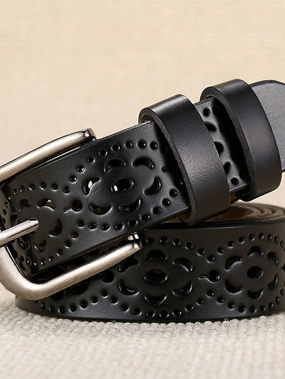 PU Buckle Belt PU Leather Metal Bucke Plain Cowboy Casual Work Daily Black White Wine Brown for Women - LuckyFash™