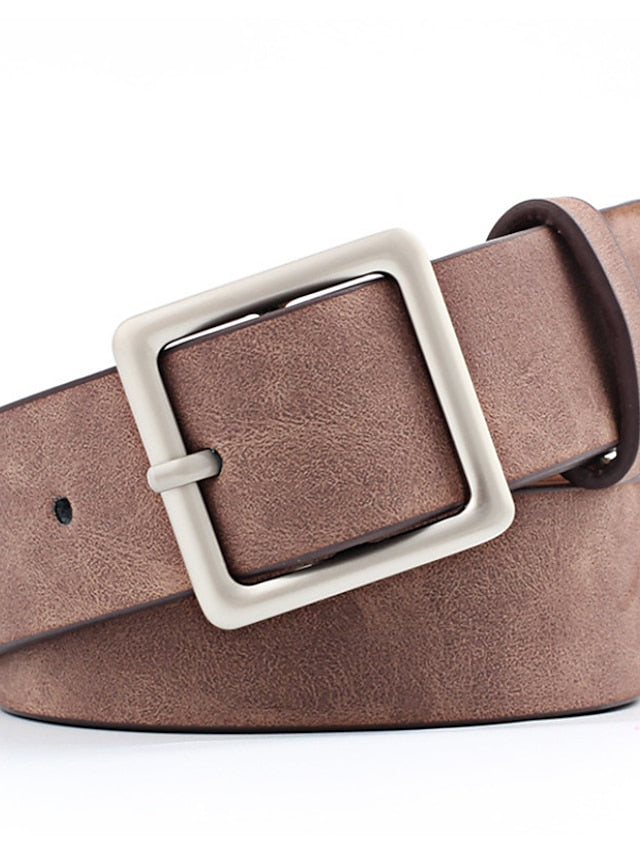 Women's Unisex PU Buckle Belt PU Leather Prong Buckle Plain Casual Classic Party Daily White Black Pink Red - LuckyFash™