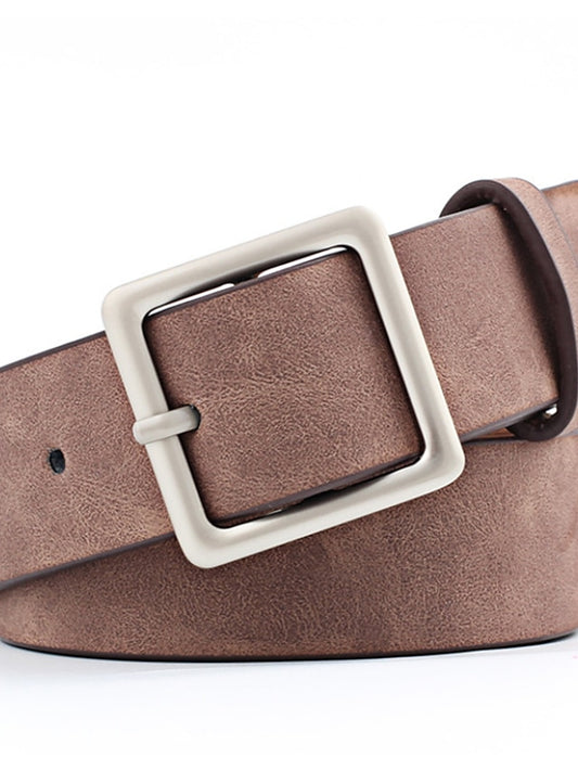 Women's Unisex PU Buckle Belt PU Leather Prong Buckle Plain Casual Classic Party Daily White Black Pink Red - LuckyFash™