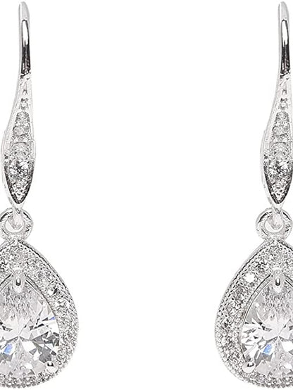 1 Pair Crystal Earrings For Women's Wedding Birdal Bridesmaids Chandelier Dangle Drop Earrings - LuckyFash™
