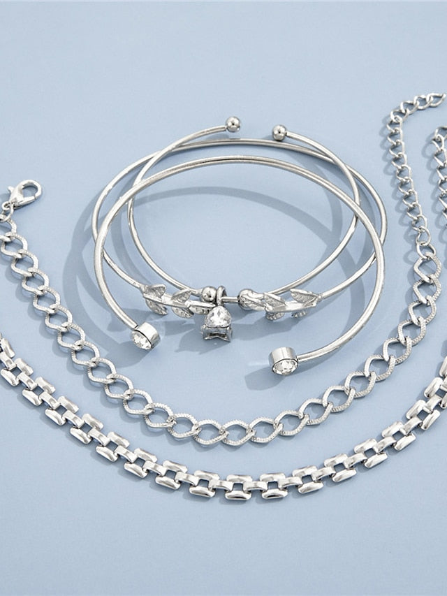 Women's Cuff Bracelet Heart Heart Punk Fashion Statement Polyamide Bracelet Jewelry Silver / Gold For Office Sport Gift Daily Date - LuckyFash™