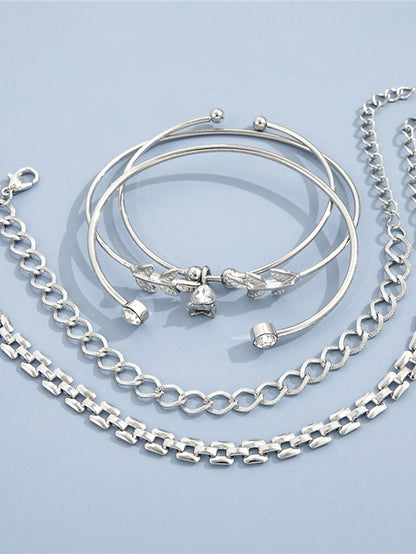 Women's Cuff Bracelet Heart Heart Punk Fashion Statement Polyamide Bracelet Jewelry Silver / Gold For Office Sport Gift Daily Date - LuckyFash™