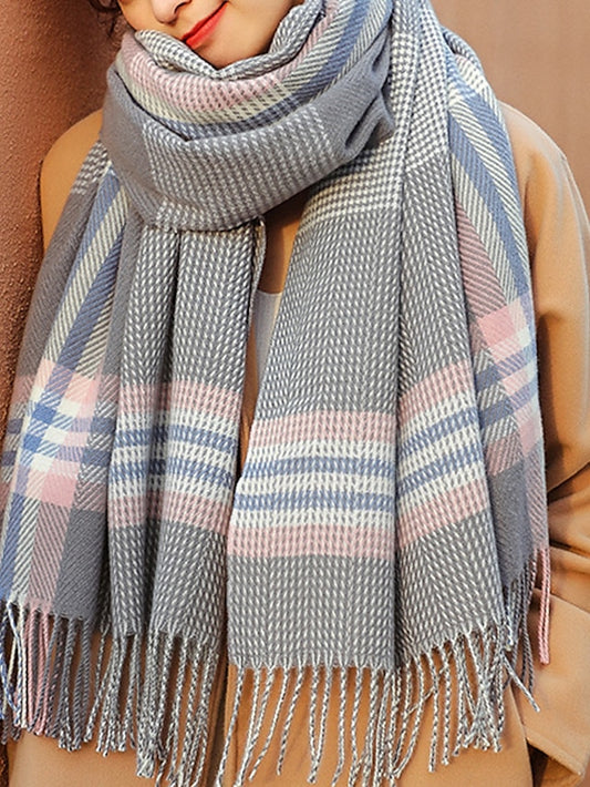 Women's Women's Shawls & Wraps Outdoor Dailywear Holiday Camel Blue Pink Scarf Plaid - LuckyFash™