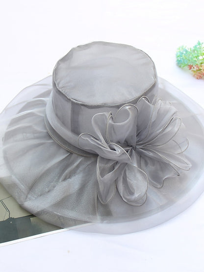 Women's Hat Fedora Hat Black Blue Purple Wedding Party Outdoor Floral Tulle Flower Portable Comfort Breathable - LuckyFash™