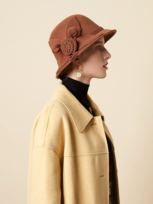 Women's Party Hat Party Wedding Special Occasion Flower Flower Wine Camel Hat / White / Blue / Fall / Winter / Spring - LuckyFash™