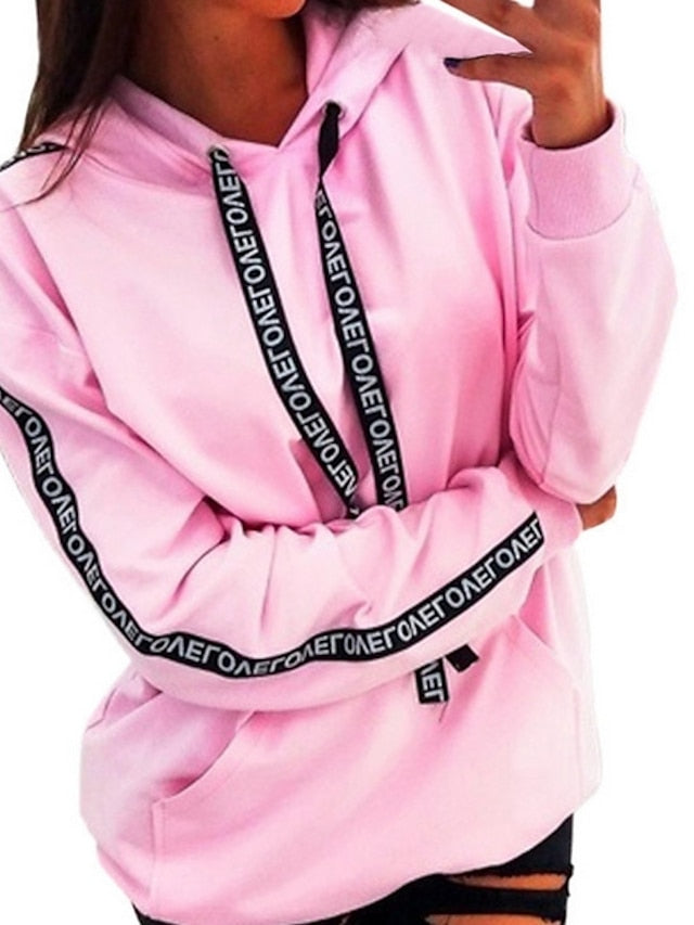 Women's Hoodie Pullover Basic Casual Black Blue Pink Plain Solid Colored Street Hooded Long Sleeve S M L XL XXL - LuckyFash™