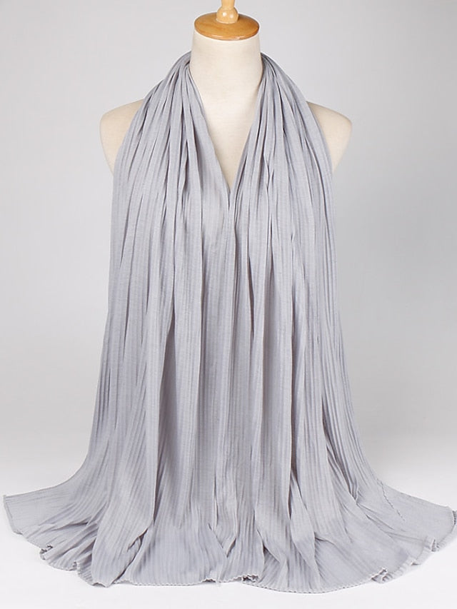 Multiple Colors Plain Solid Wrinkle Maxi Jersey Hijab Shawl Wrap Elastic Foulards Sjaal Arab Snood Islamic Muslim Headband 180*80Cm - LuckyFash™