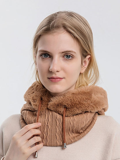 High Quality Winter Fur Cap Mask Set Hooded for Women Knitted Cashmere Neck Warm Outdoor Ski Windproof Hat Thick Plush Fluffy Beanies - LuckyFash™