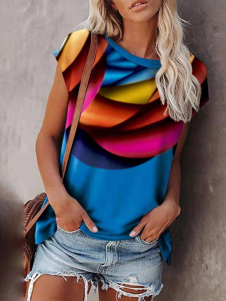 Gradient Print Bat Sleeve T-shirt - LuckyFash™