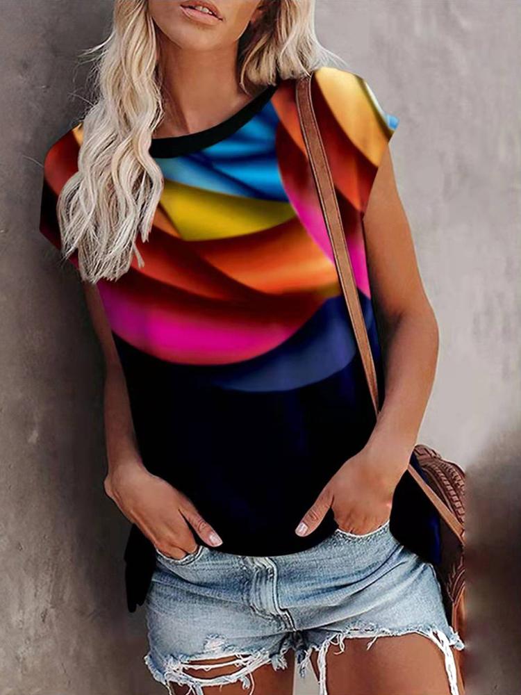 Gradient Print Bat Sleeve T-shirt - LuckyFash™