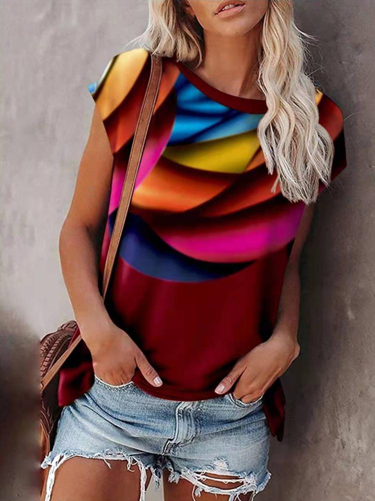 Gradient Print Bat Sleeve T-shirt - LuckyFash™