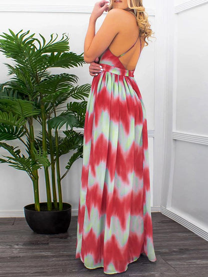 Gradient V-neck Suspender Long Dress - LuckyFash™