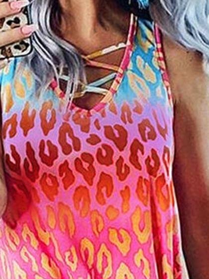Gradient V-Neck Tie-Dye Printing Tank Tops - LuckyFash™