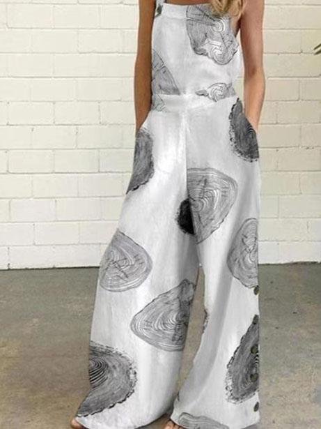 Graffiti Printed Button Sleeveless Casual Jumpsuit - LuckyFash™