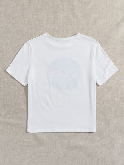 Graphic And Letter Graphic Tee - LuckyFash™