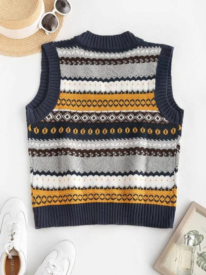 Graphic Fair Isle Sweater Vest - LuckyFash™