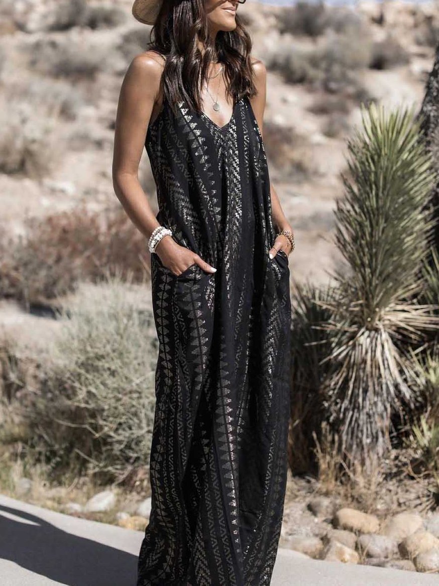 Graphic Print Casual Sleeveless Dress - LuckyFash™