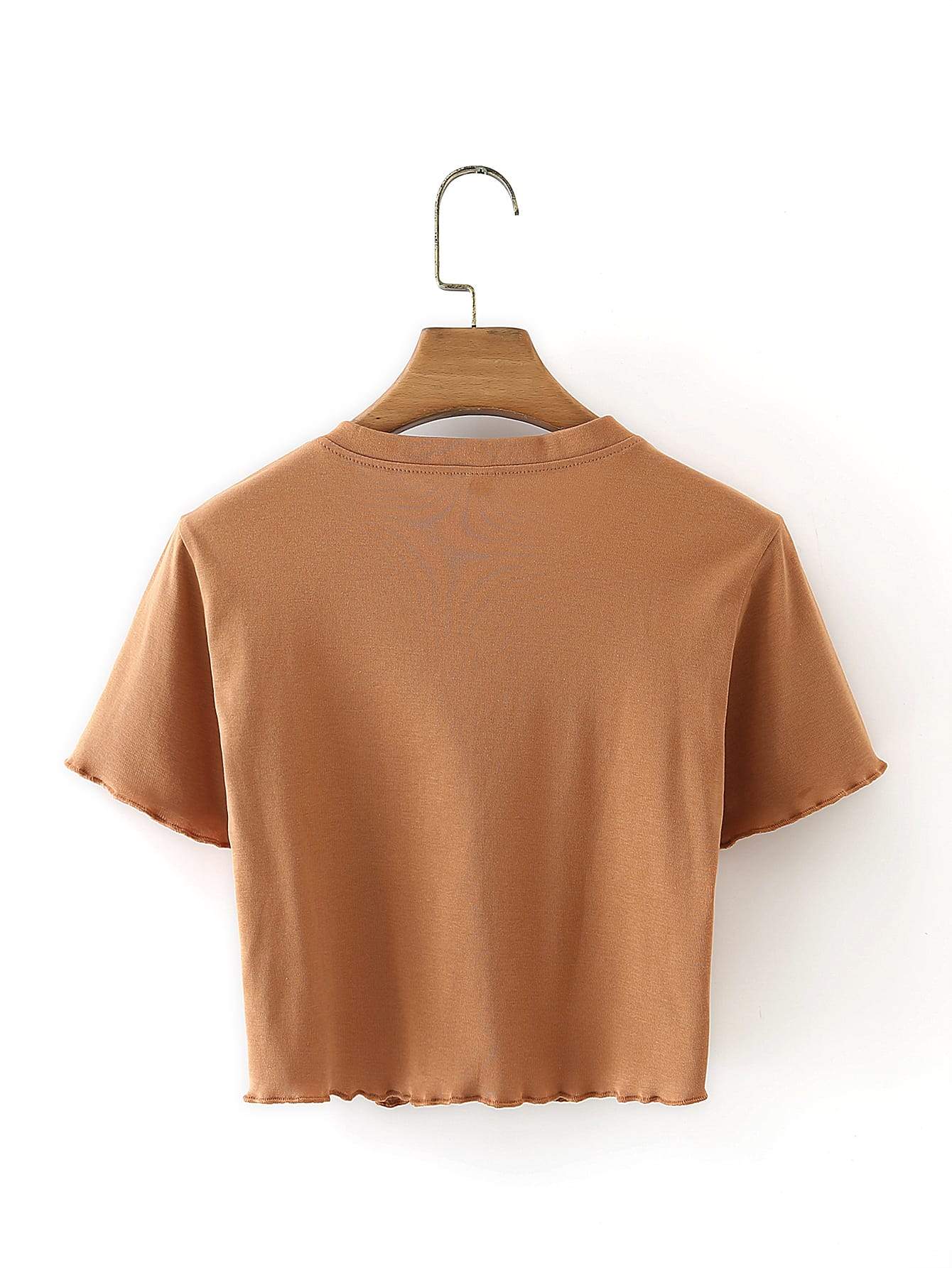 Graphic Print Round Neck Crop Tee - LuckyFash™