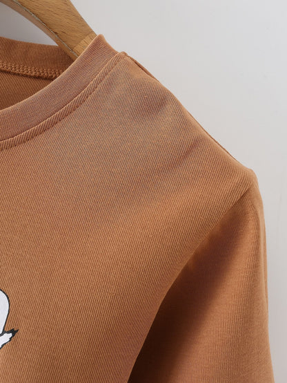 Graphic Print Round Neck Crop Tee - LuckyFash™