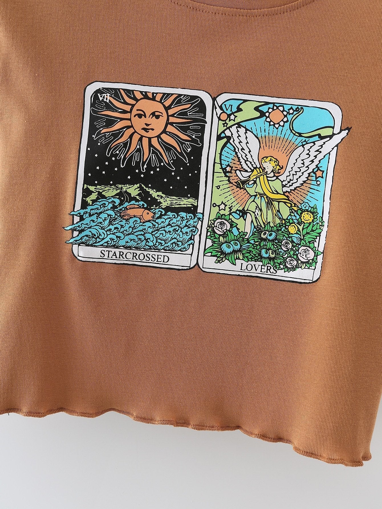 Graphic Print Round Neck Crop Tee - LuckyFash™