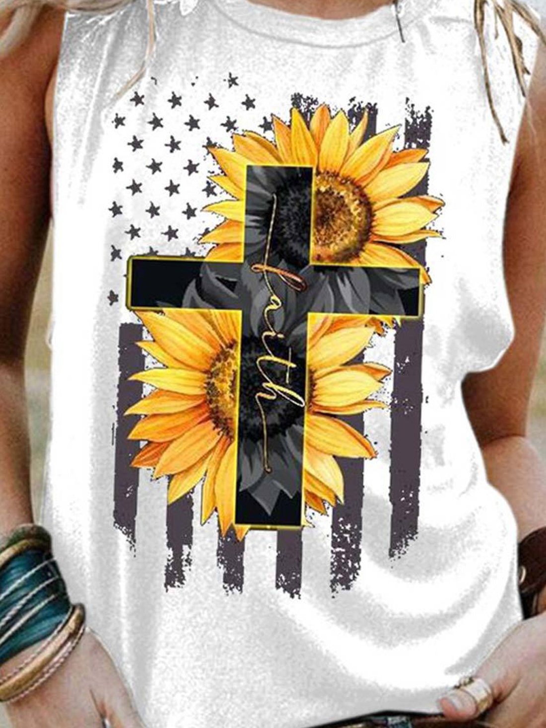 Graphic Print Round Neck Tank Top - LuckyFash™