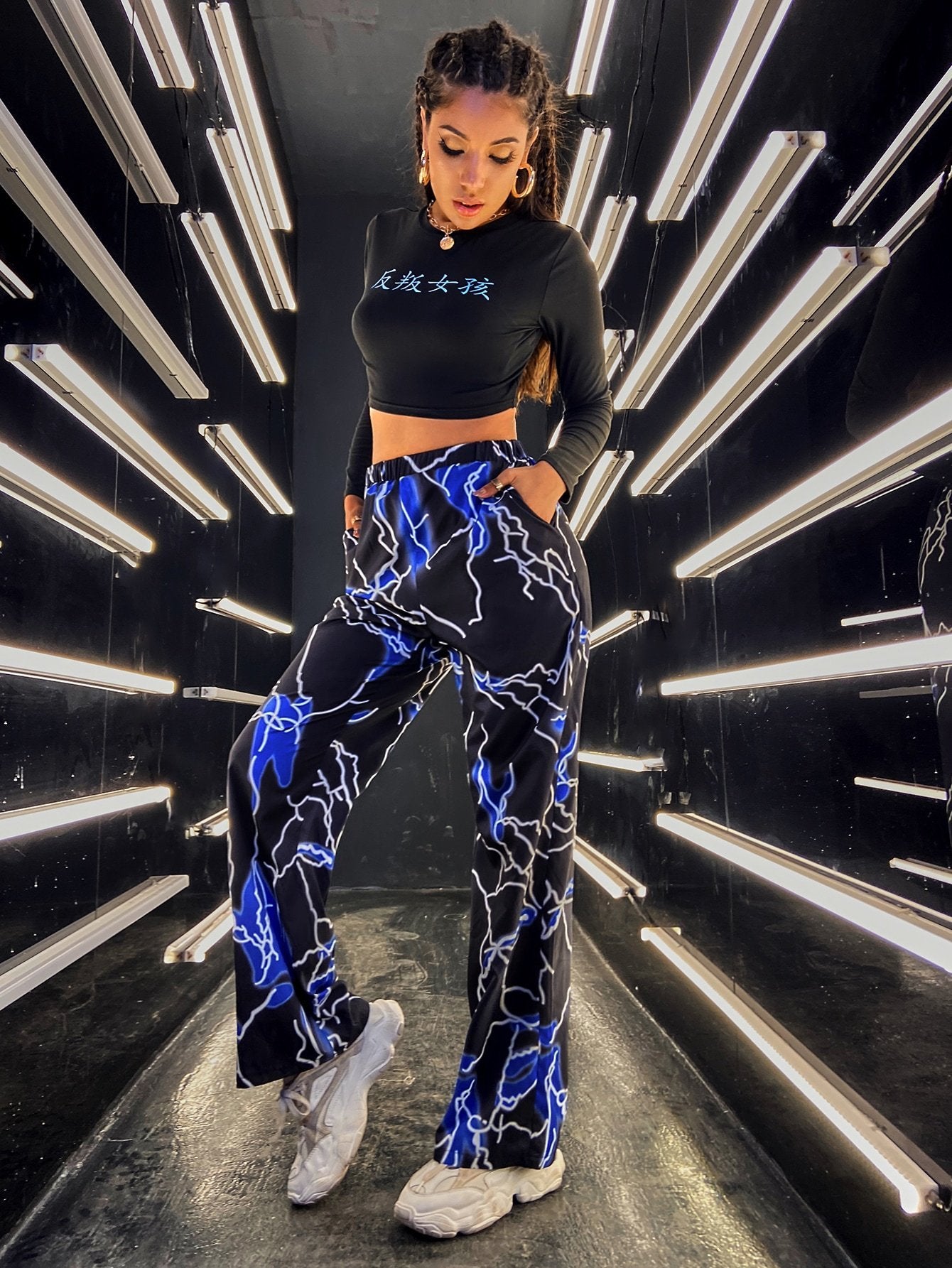 Graphic Print Sports Running Yoga Wide-leg Pants - LuckyFash™