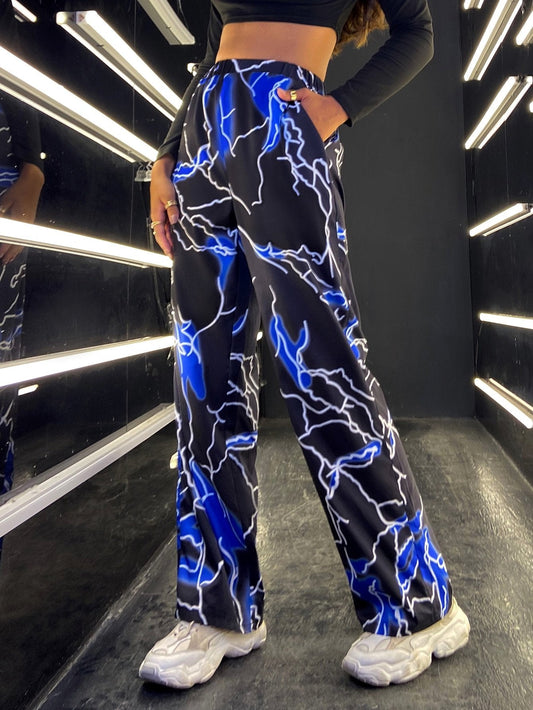Graphic Print Sports Running Yoga Wide-leg Pants - LuckyFash™