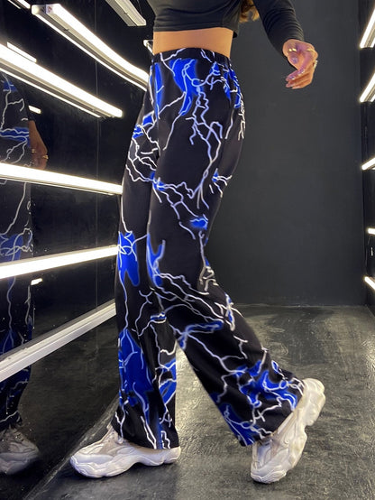 Graphic Print Sports Running Yoga Wide-leg Pants - LuckyFash™