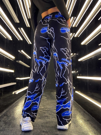 Graphic Print Sports Running Yoga Wide-leg Pants - LuckyFash™