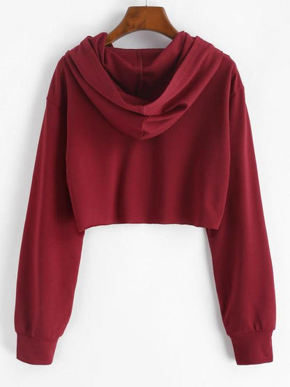 Graphic Raw Hem Cropped Hoodie - LuckyFash™