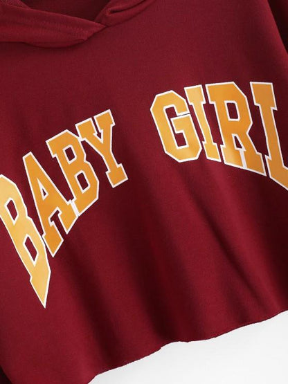 Graphic Raw Hem Cropped Hoodie - LuckyFash™