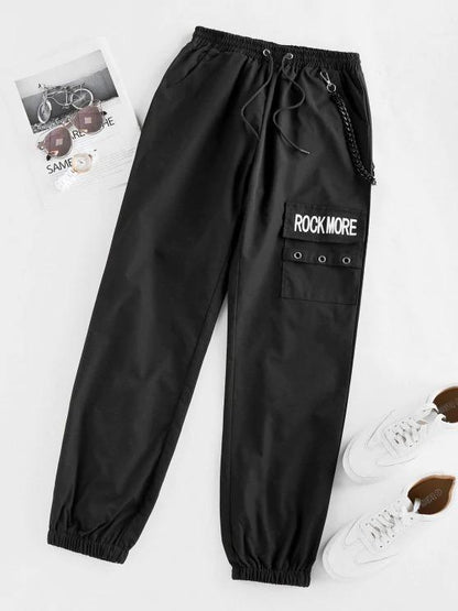 Graphic Rock More Print Cargo Pants - LuckyFash™